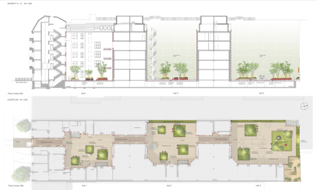 Lageplan/Schnitt: Lageplan: Levin Monsigny Landschaftsarchitekten