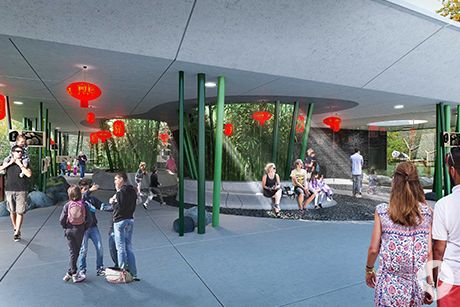 Rendering Besucher-Plaza Panda Garden Zoo Berlin